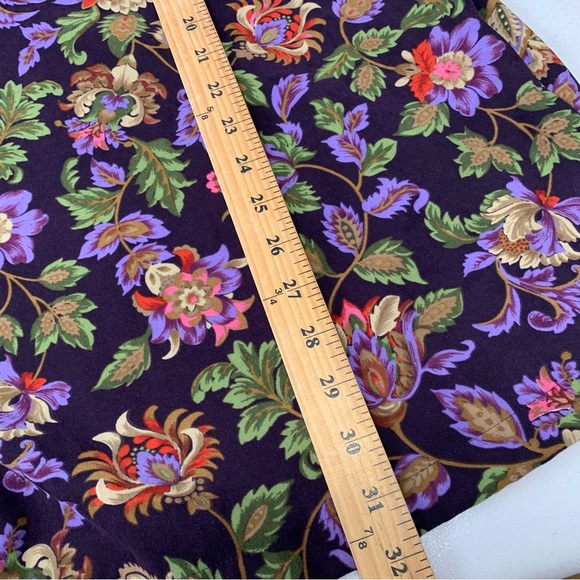 Roamans Shirt Woman 2X  Purple Floral Button Up Long Sleeve Tunic  Side Colorful - Picture 10 of 11